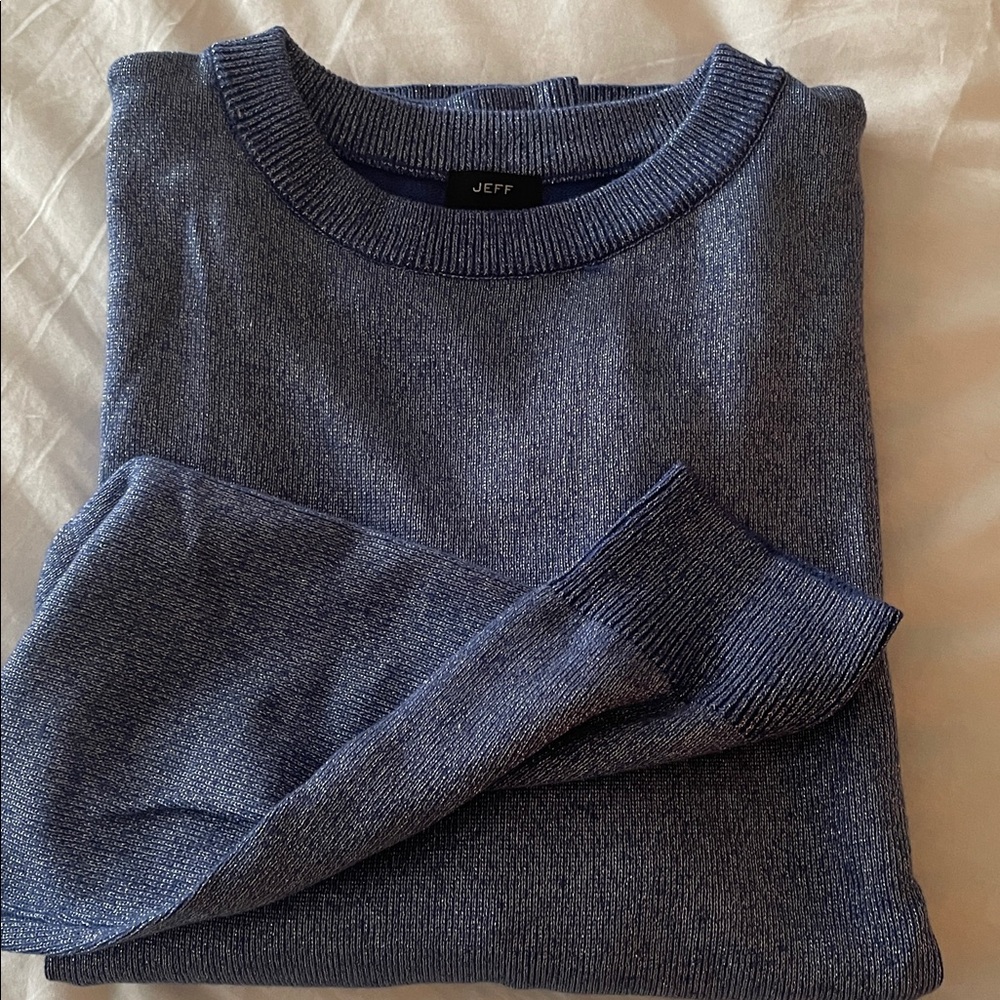 JEFF XL blue with metallic threading crew neck sweater